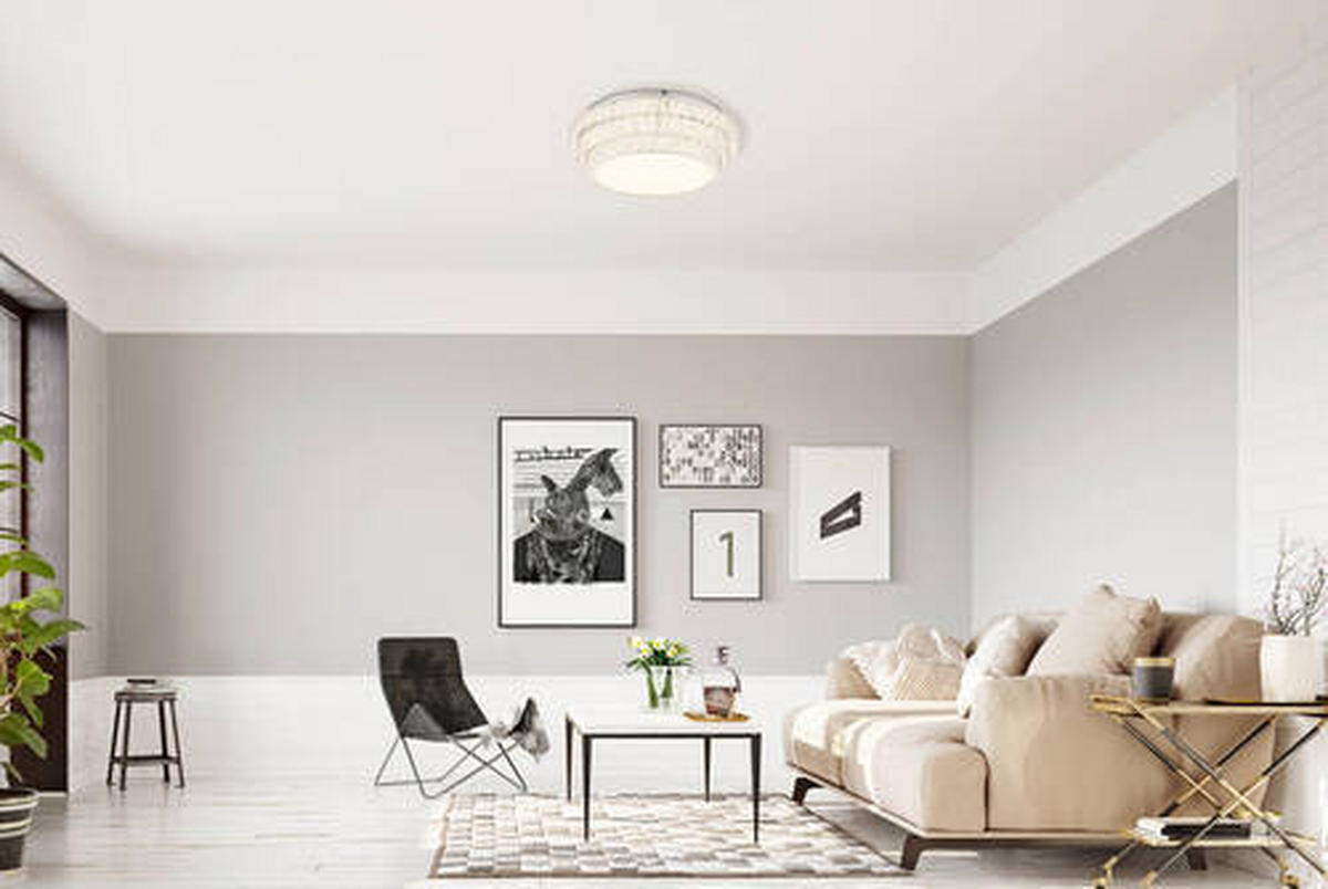 LED-DECKENLEUCHTE  50/15,5 cm    - Klar/Chromfarben, Lifestyle, Kunststoff/Metall (50/15,5cm) - Globo