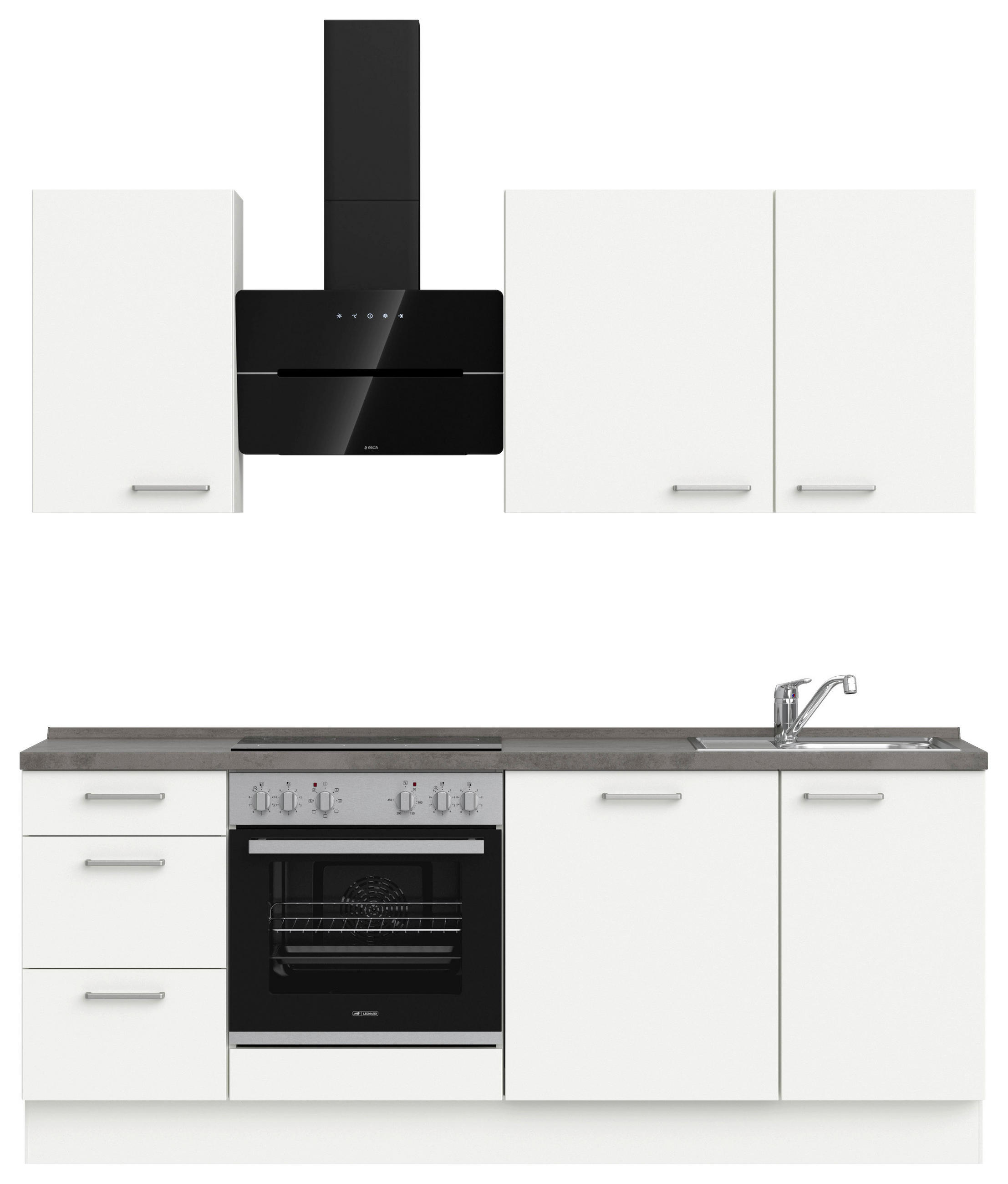 KÜCHENLEERBLOCK 210 cm   in Grau, Weiß  - Edelstahlfarben/Weiß, MODERN, Holzwerkstoff/Metall (210cm) - Nobilia