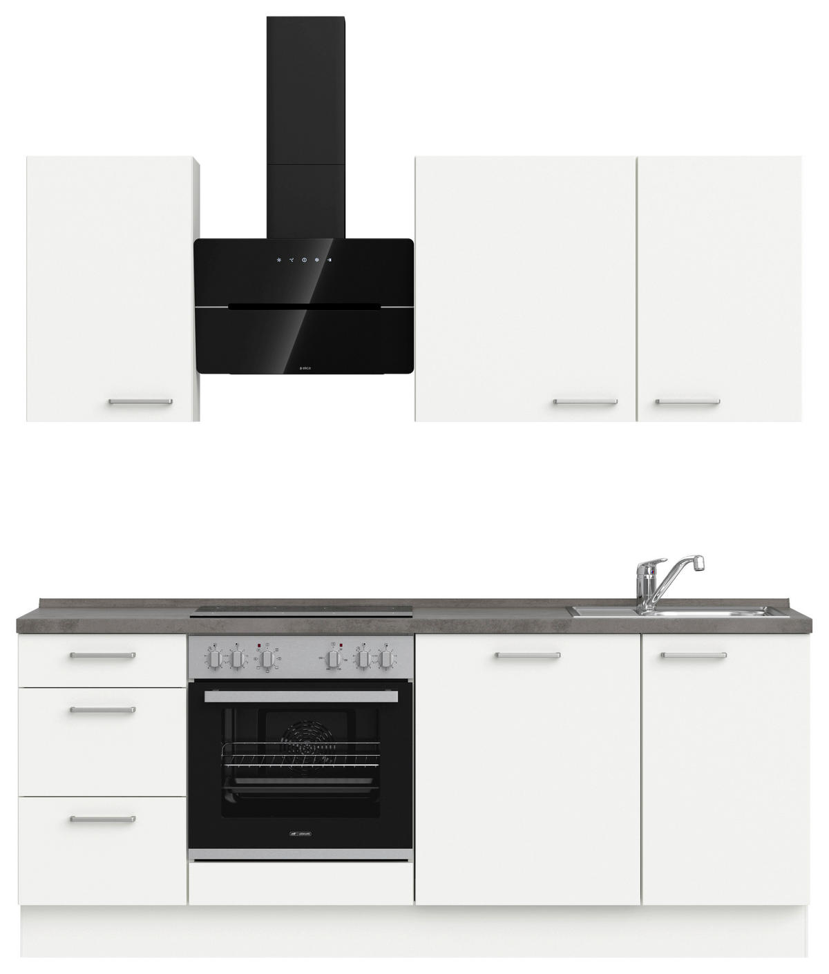 KÜCHENLEERBLOCK 210 cm   in Grau, Weiß  - Edelstahlfarben/Weiß, MODERN, Holzwerkstoff/Metall (210cm) - Nobilia