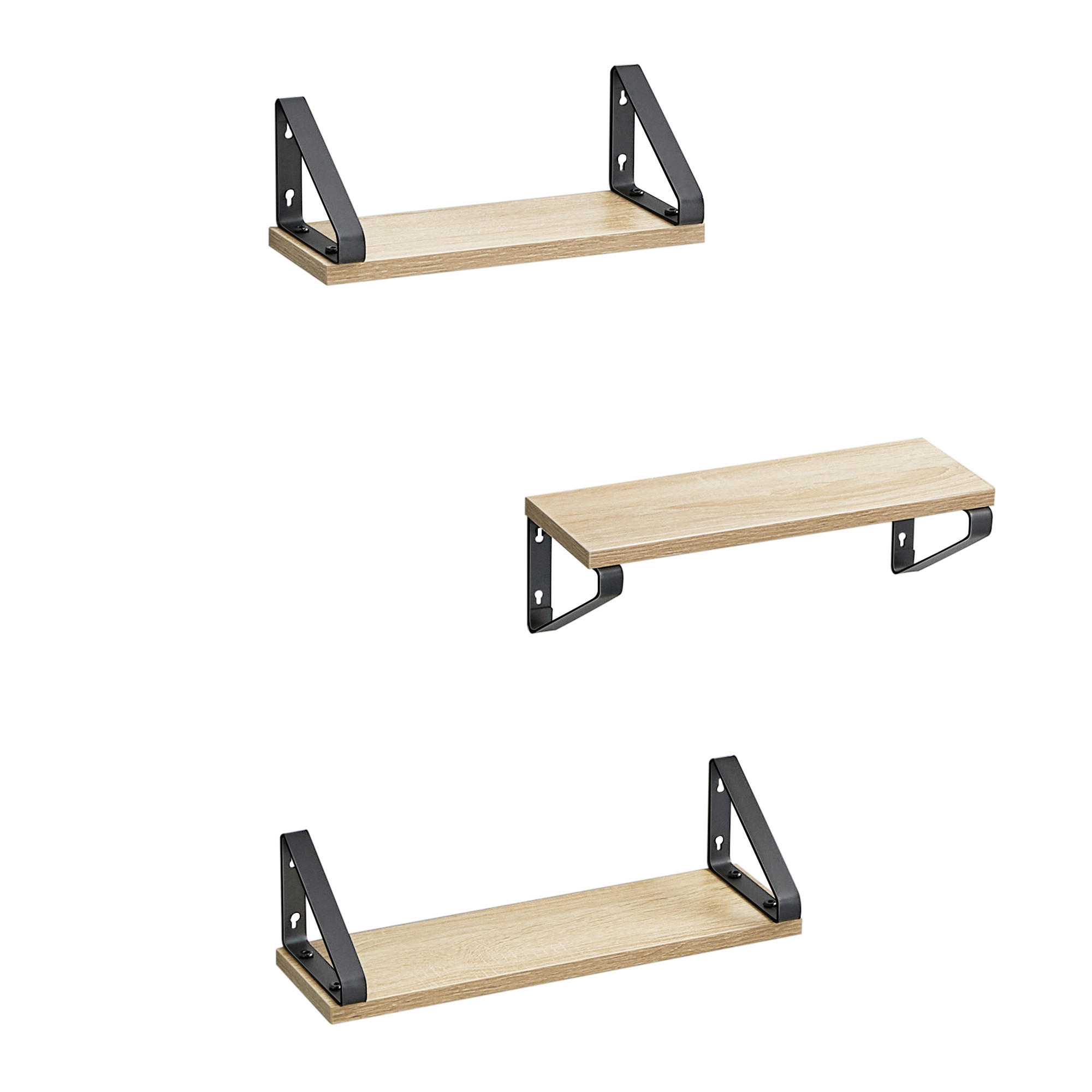 WANDREGALSET 40/11/12 cm  - Eichefarben/Schwarz, MODERN, Holzwerkstoff/Metall (40/11/12cm) - MID.YOU