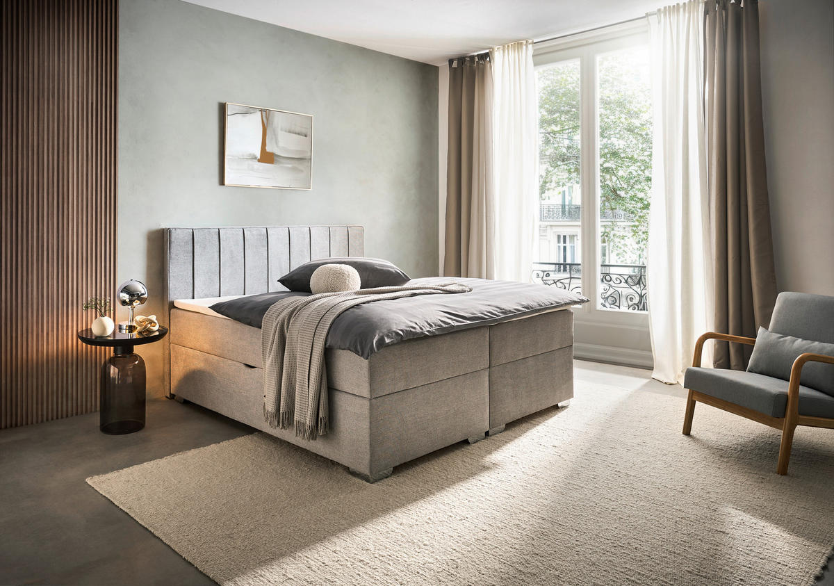 BOXBETT 160/200 cm  in Grau  - Chromfarben/Grau, Trend, Kunststoff/Textil (160/200cm) - Boxxx