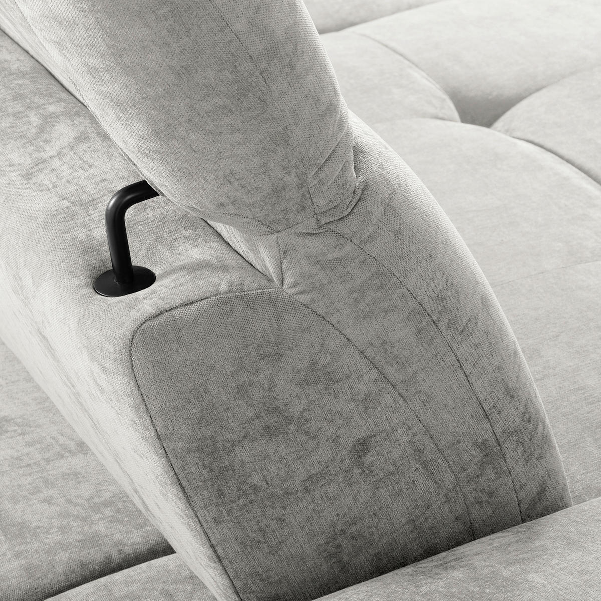 ECKSOFA PRADO Grau Webstoff Bettkasten, Kopfteilverstellung, Sitztiefenverstellung  - Schwarz/Grau, Design, Textil/Metall (195/268cm) - Livetastic