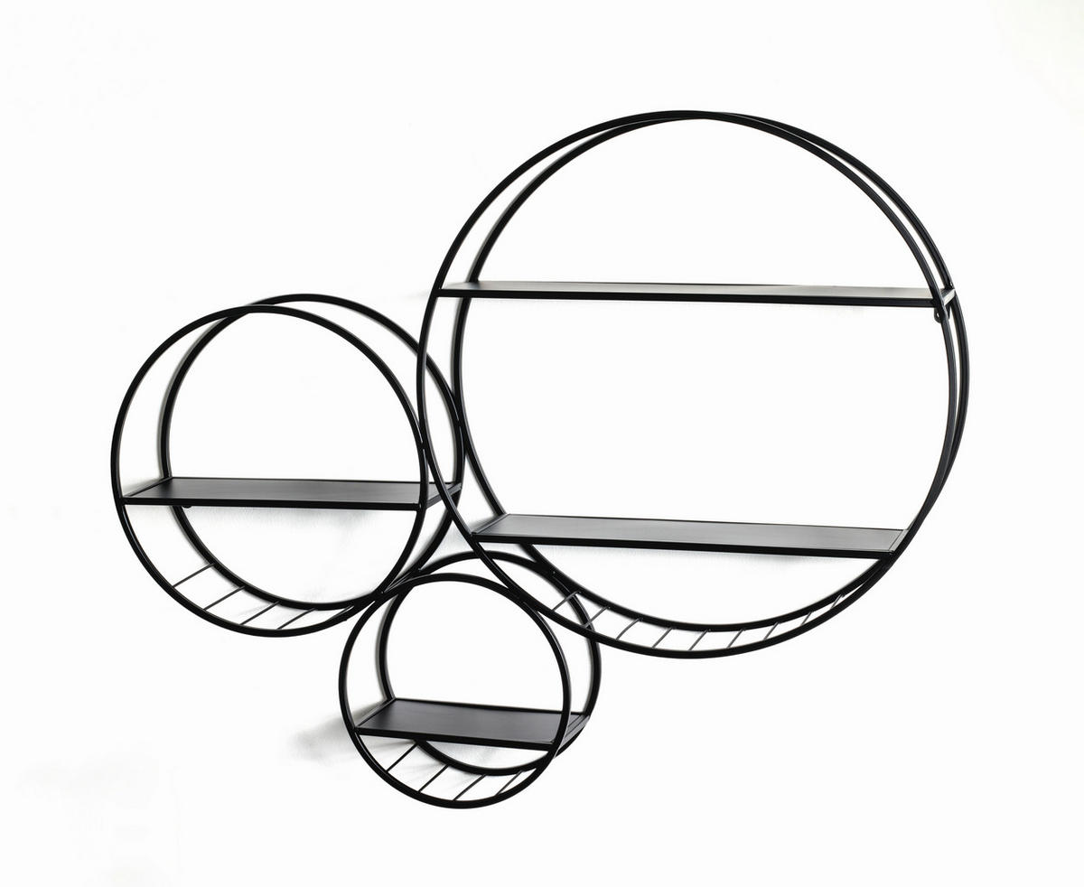 NÁSTENNÝ REGÁL, čierna - čierna, Modern, kov (90/73/15cm)