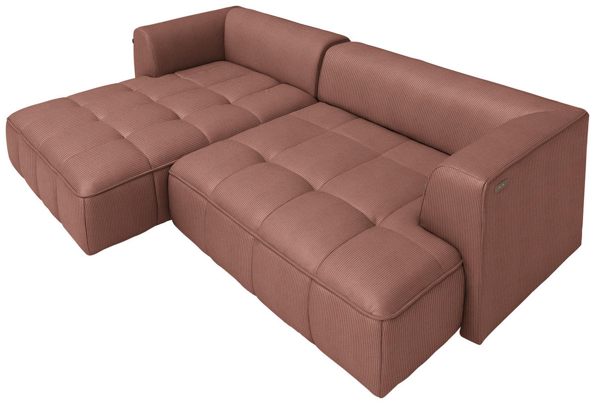ECKSOFA Feincord Braun  - Schwarz/Braun, Design, Kunststoff/Textil (188/288cm) - Welnova