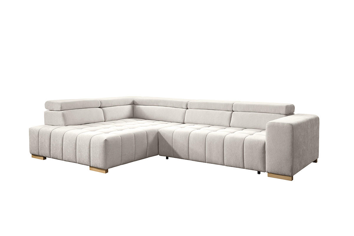 ECKSOFA in Chenille Creme  201/307 cm  - Creme/Naturfarben, Design, Holz/Textil (201/307cm) - Livetastic