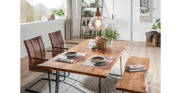 ESSTISCH in Holz, Metall 175/90/76 cm - Schwarz/Akaziefarben, KONVENTIONELL, Holz/Metall (175/90/76cm) - Ambia Home