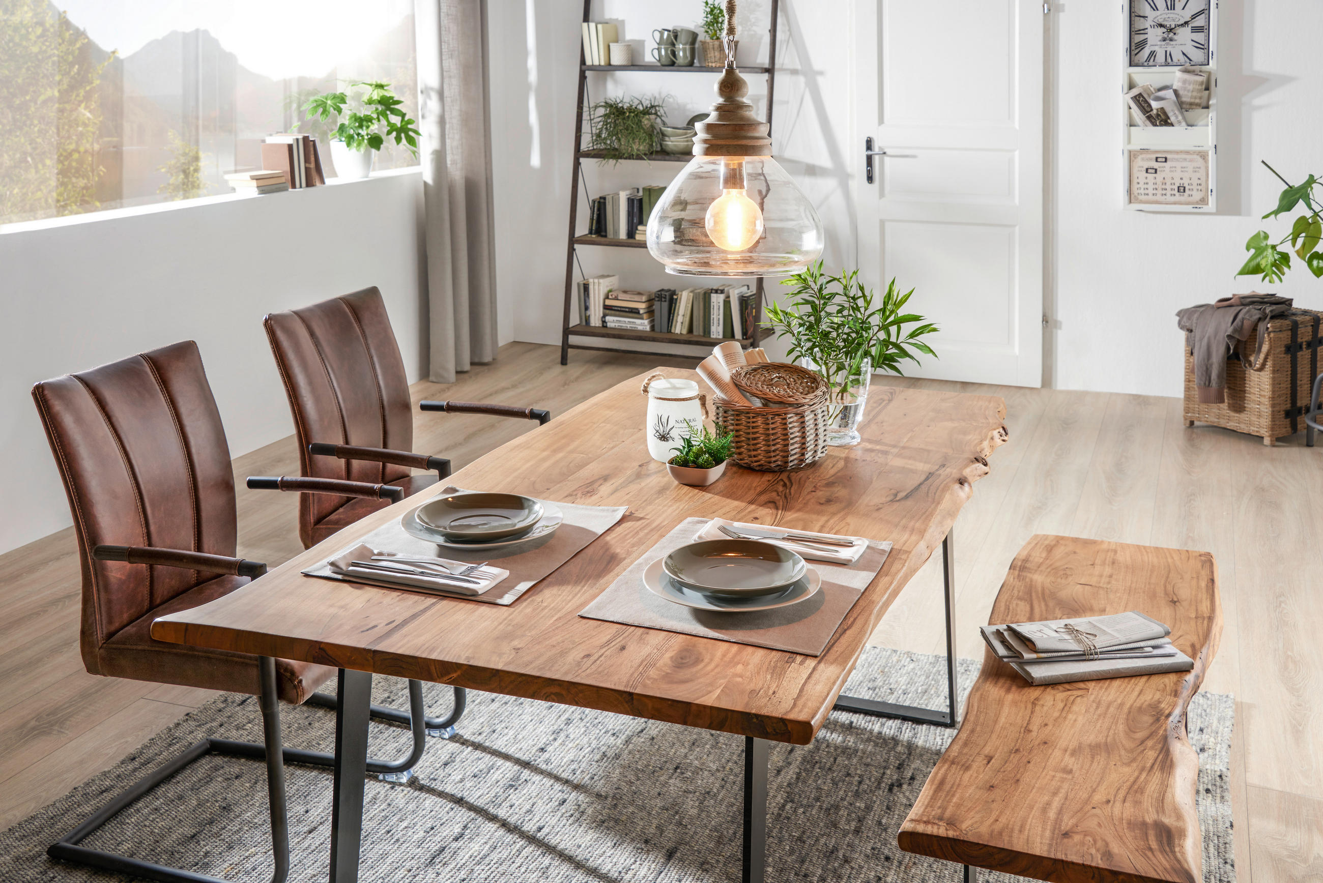 SEDACÍ LAVICE, akácie, černá, barvy akácie - černá/barvy akácie, Trend, kov/dřevo (140/45/40cm) - Ambia Home