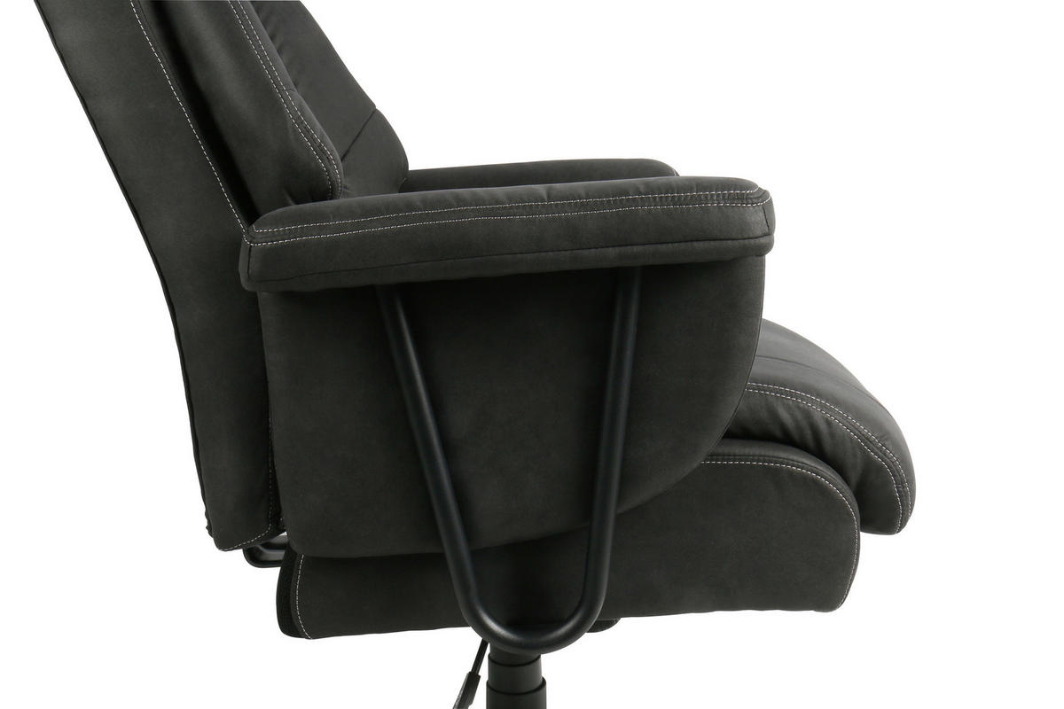 CHEFSESSEL Velours Schwarz  - Schwarz, MODERN, Kunststoff/Textil (84/120-128/85cm) - MID.YOU