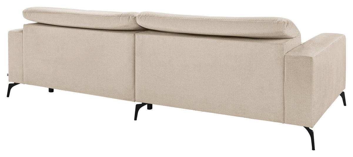 ECKSOFA Creme Webstoff  - Creme/Schwarz, KONVENTIONELL, Textil/Metall (180/285cm) - SetOne by Musterring
