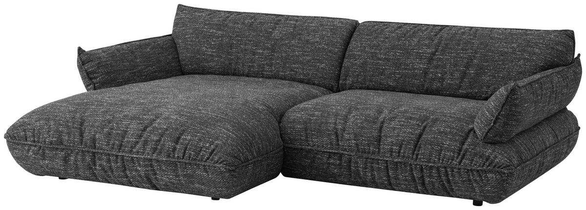 ECKSOFA in Flachgewebe Graubraun  - Graubraun/Schwarz, Design, Kunststoff/Textil (185/264cm) - Emilio Belluti