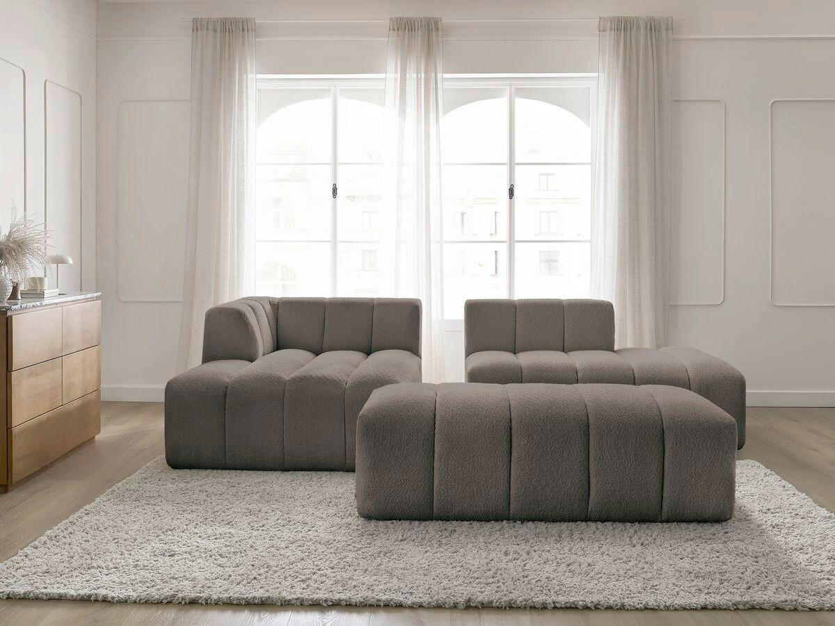 ECKSOFA  ANNECY Taupe Bouclé  - Taupe/Schwarz, MODERN, Kunststoff/Textil (170/262cm)