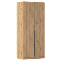 DREHTÜRENSCHRANK 91/229/54 cm 2-türig Eiche Artisan  - Eiche Artisan/Grau, MODERN, Holzwerkstoff/Metall (91/229/54cm) - Rauch Möbel