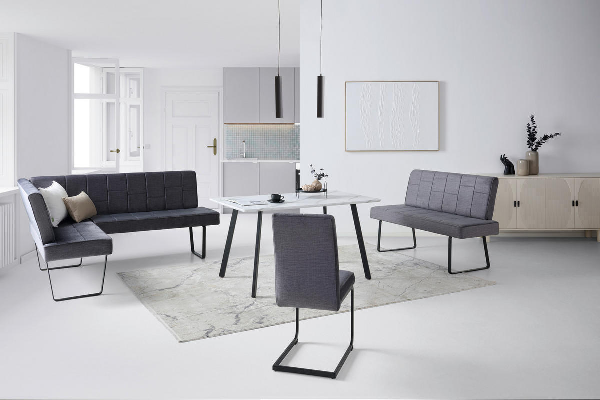 ECKBANK 150/190 cm  in Dunkelgrau  - Dunkelgrau/Schwarz, KONVENTIONELL, Textil/Metall (150/190cm) - MID.YOU