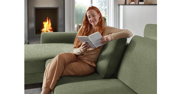 ECKSOFA  in Chenille, Flachgewebe Olivgrün  175/316 cm  - Schwarz/Olivgrün, Design, Textil/Metall (175/316cm) - Dieter Knoll