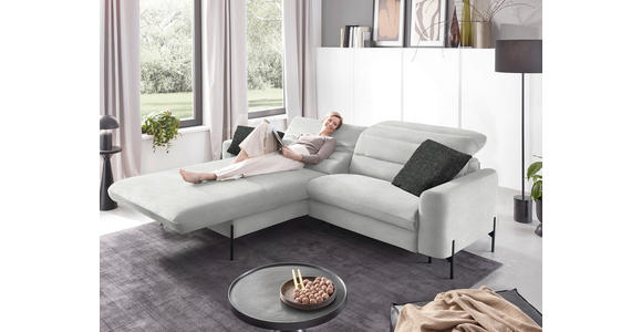 ECKSOFA in Flachgewebe Ecru 191/252 cm - Ecru/Schwarz, Design, Textil/Metall (191/252cm) - Dieter Knoll