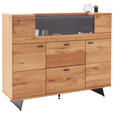HIGHBOARD Wildeiche  150/121/44 cm  - Wildeiche/Anthrazit, Natur, Glas/Holz (150/121/44cm) - Linea Natura