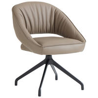 ARMLEHNSTUHL  Sitzfläche 360° drehbar, automatische Rückholfunktion  Echtleder  Schwarz, Beige  - Beige/Schwarz, Design, Leder/Metall (61/81/66cm) - Dieter Knoll