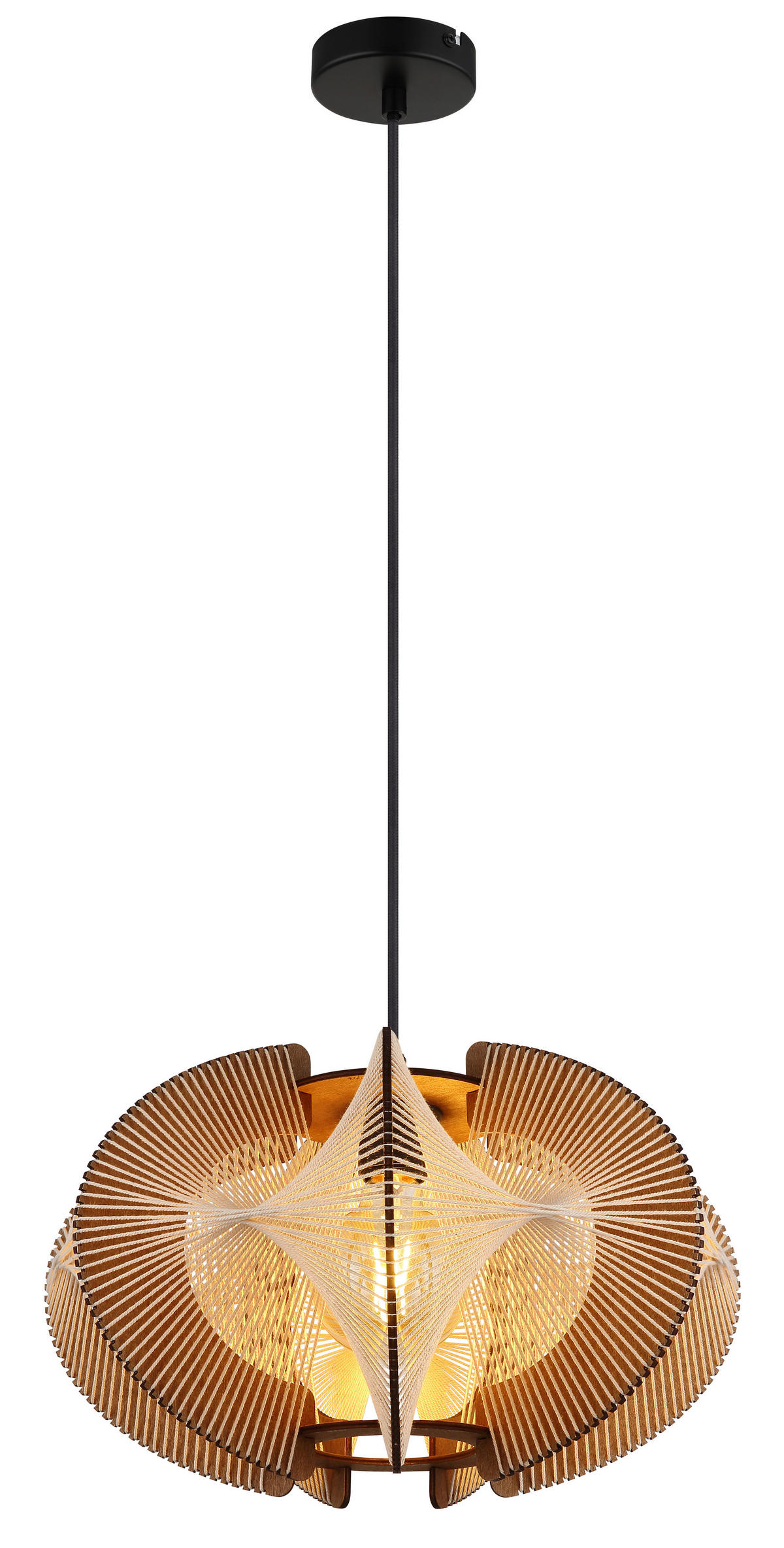 HÄNGELEUCHTE Sakura 44/150 cm  - Dunkelbraun/Schwarz, Design, Naturmaterialien/Holzwerkstoff (44/150cm) - Globo