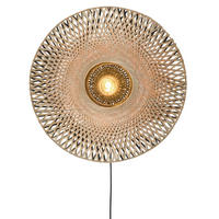 WANDLEUCHTE Kalimantan 87/20 cm   - Hellbraun/Schwarz, Natur, Naturmaterialien (87/20cm) - Good & Mojo