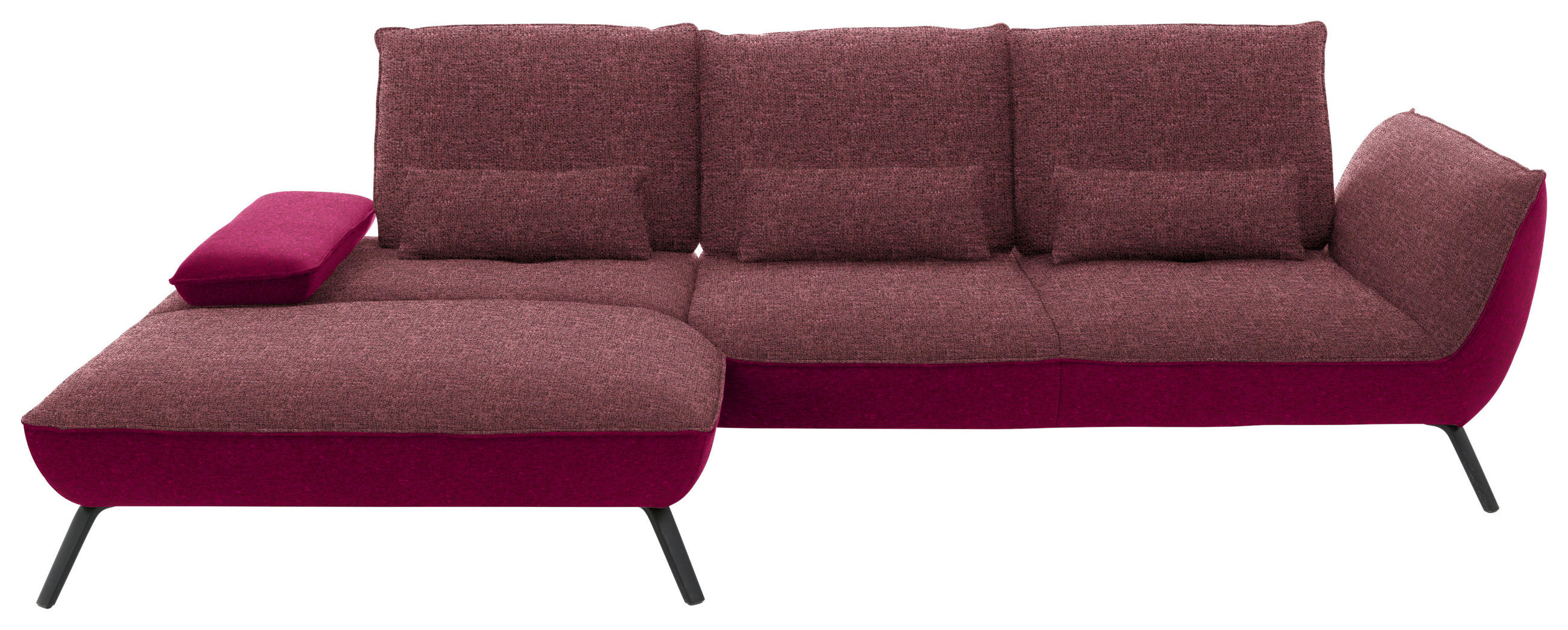 ECKSOFA in Flachgewebe Aubergine  - Aubergine/Schwarz, Design, Textil/Metall (191/301cm) - Moderano