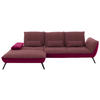 ECKSOFA in Flachgewebe Aubergine  - Aubergine/Schwarz, Design, Textil/Metall (191/301cm) - Moderano