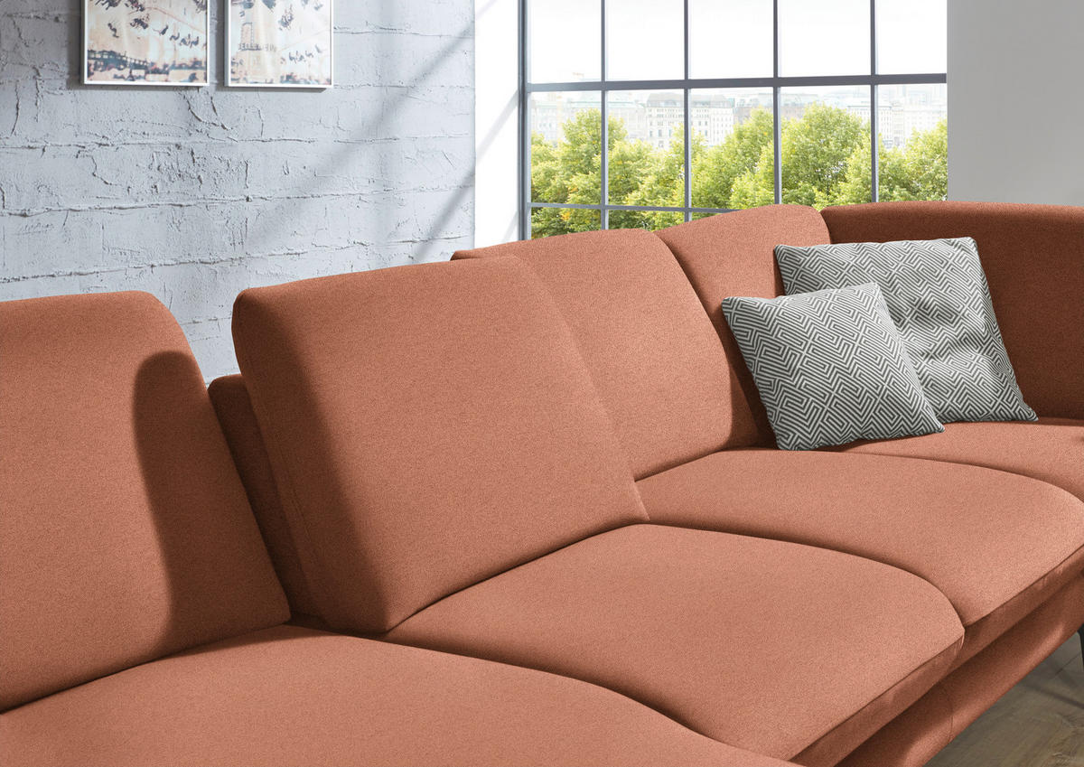 WOHNLANDSCHAFT in Webstoff Orange  - Schwarz/Orange, Design, Textil/Metall (180/344/208cm) - Dieter Knoll