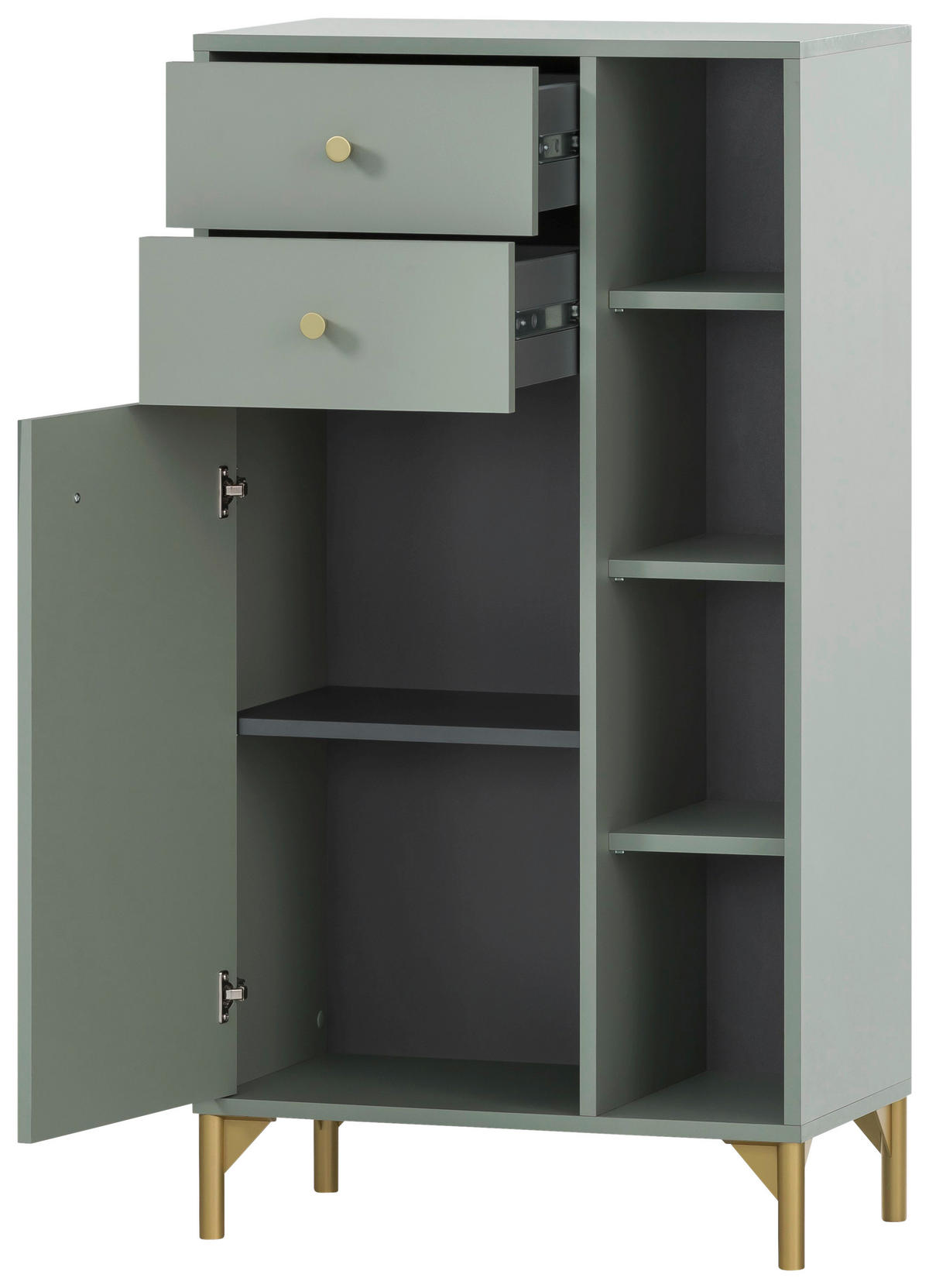 HIGHBOARD Ando  in 60,2/114,4/33,1 cm  - Pastellgrün/Goldfarben, MODERN, Holzwerkstoff/Kunststoff (60,2/114,4/33,1cm) - Stylife