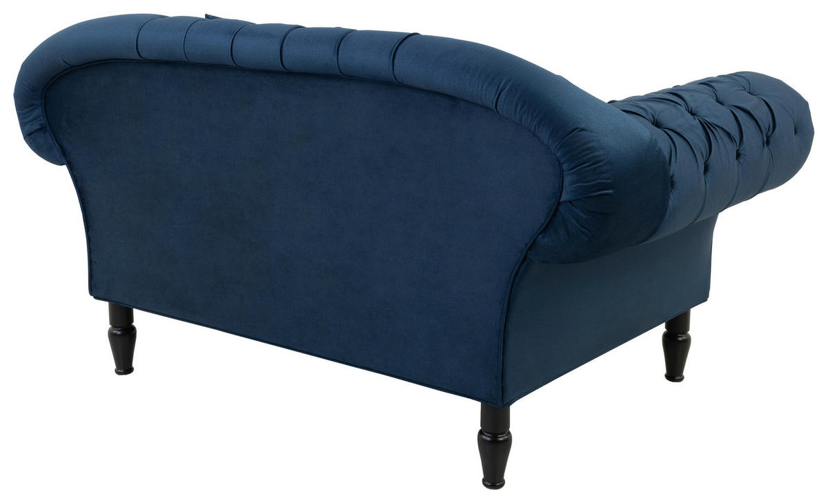 XXL-SESSEL in Velours Dunkelblau  - Schwarz/Dunkelblau, Design, Holz/Textil (180/94/103cm) - MID.YOU