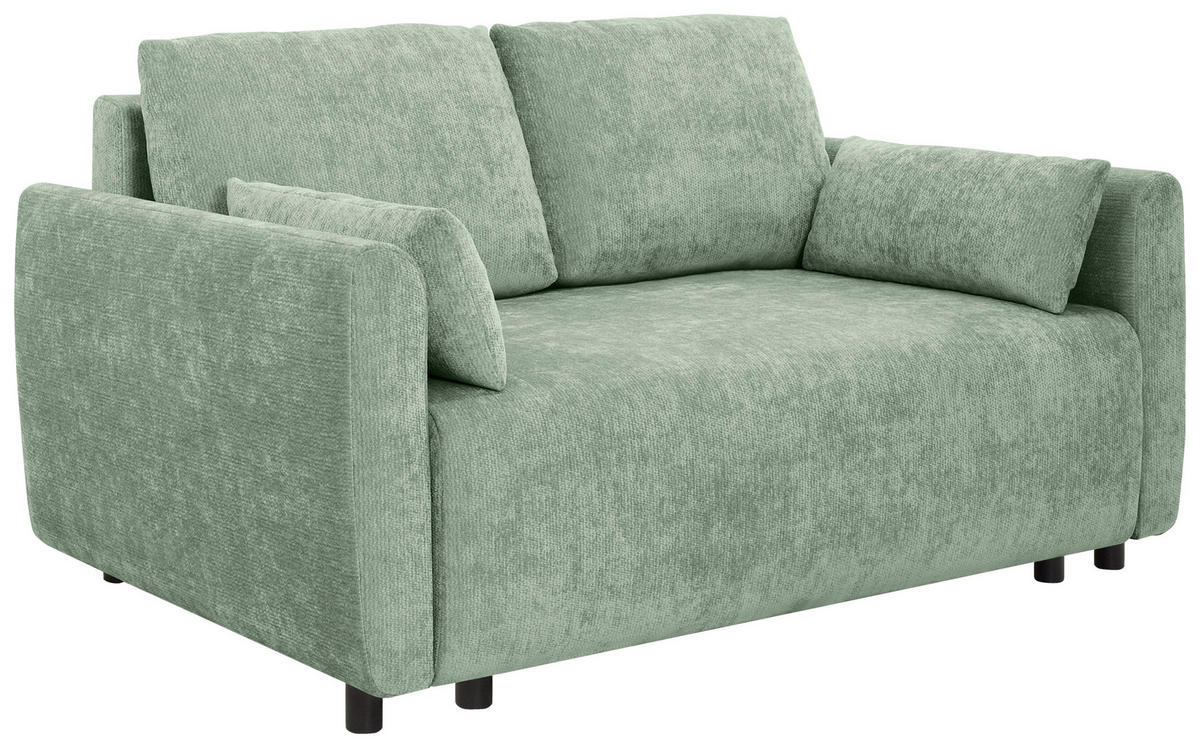 SCHLAFSOFA Chenille Mintgrün  - Schwarz/Mintgrün, KONVENTIONELL, Kunststoff/Textil (161/90/108cm) - Carryhome