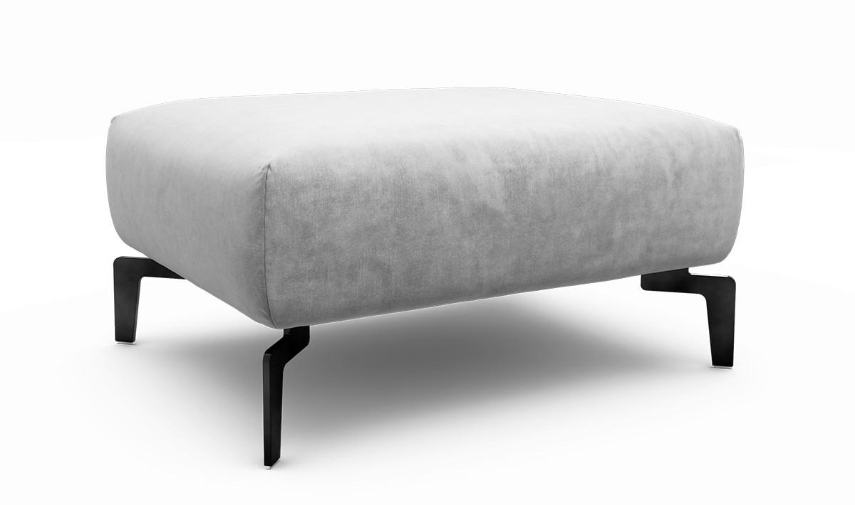 HOCKER Samt Hellgrau  - Hellgrau/Schwarz, Design, Textil/Metall (90/70/46cm) - SENSOO