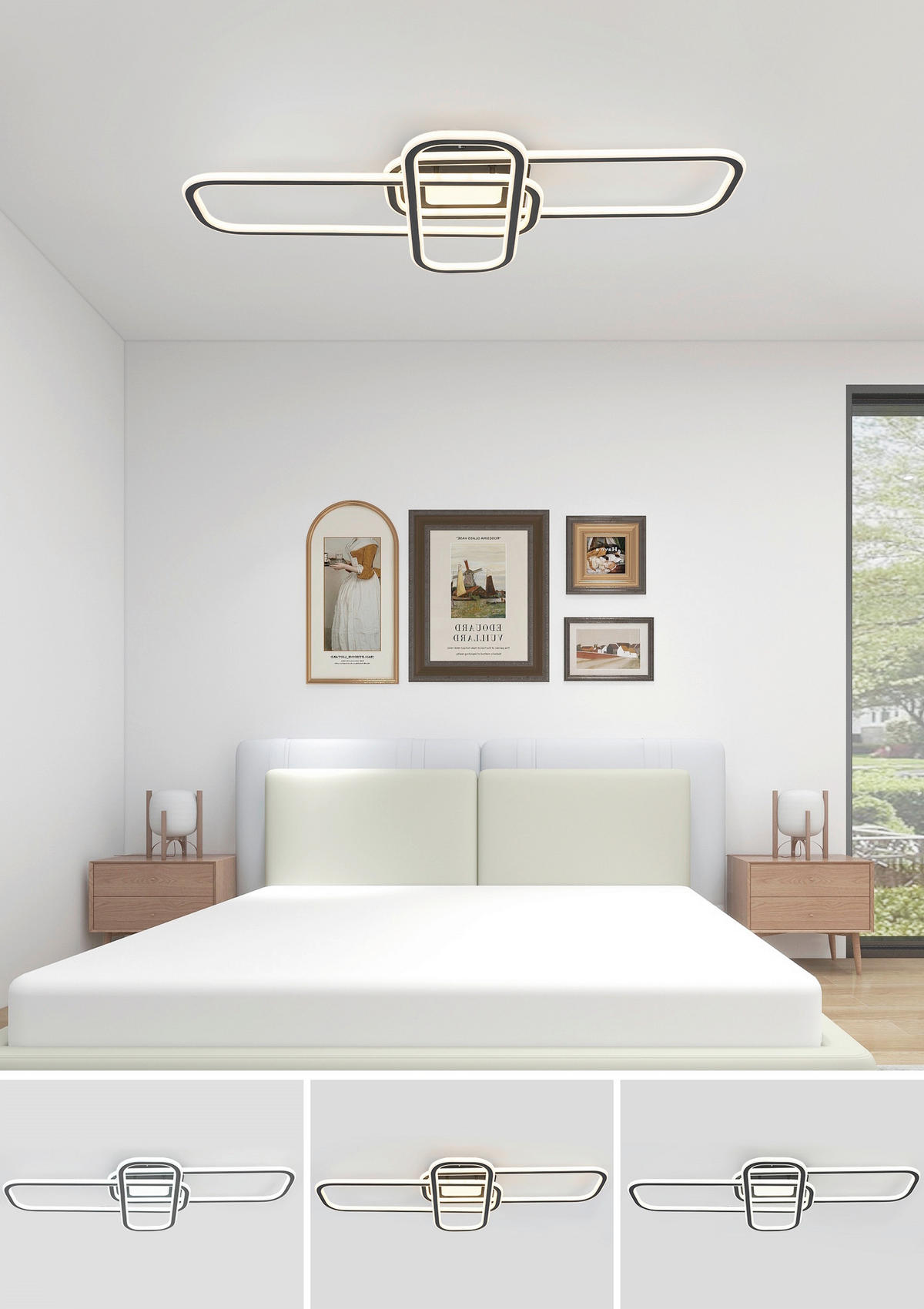 STROPNÍ LED SVÍTIDLO, 103/46/11 cm - bílá/černá, Design, kov/plast (103/46/11cm) - Novel