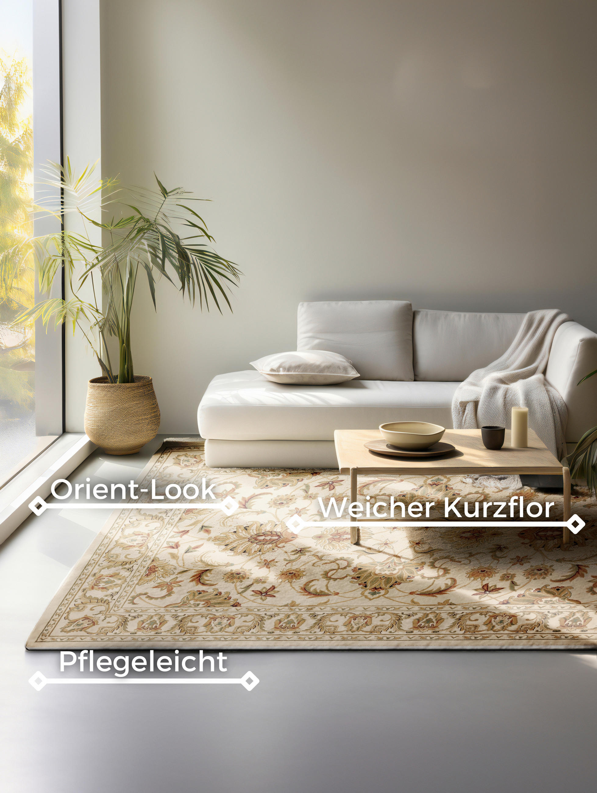 VINTAGE-TEPPICH 160/235 cm Herat Creme  - Creme, Basics, Kunststoff/Textil (160/235cm)