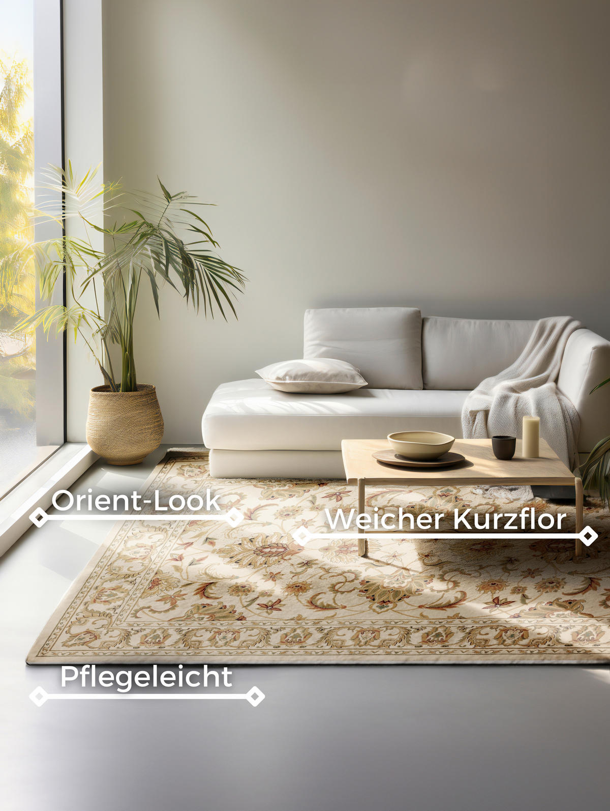 VINTAGE-TEPPICH 200/280 cm Herat Creme  - Creme, Basics, Kunststoff/Textil (200/280cm)
