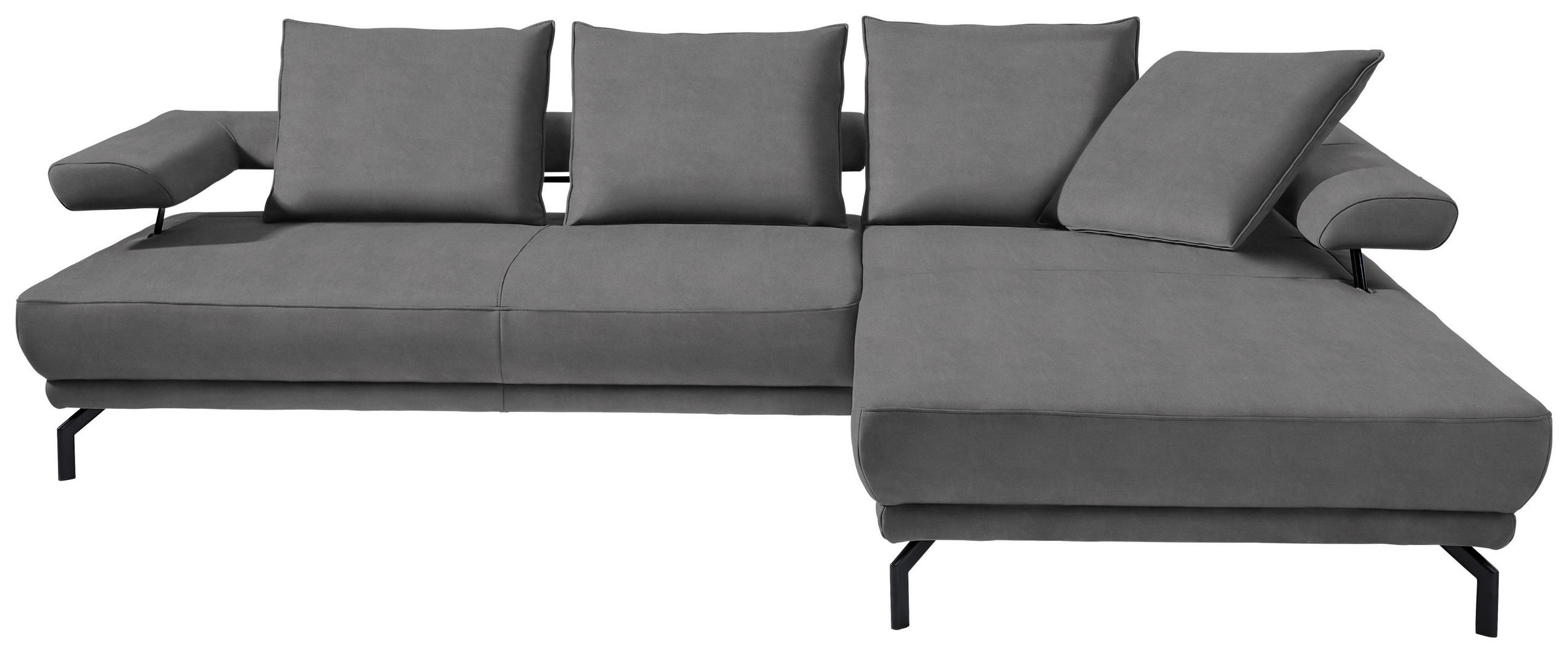 ECKSOFA in Mikrofaser Grau  - Schwarz/Grau, Design, Textil/Metall (305/224cm) - Dieter Knoll