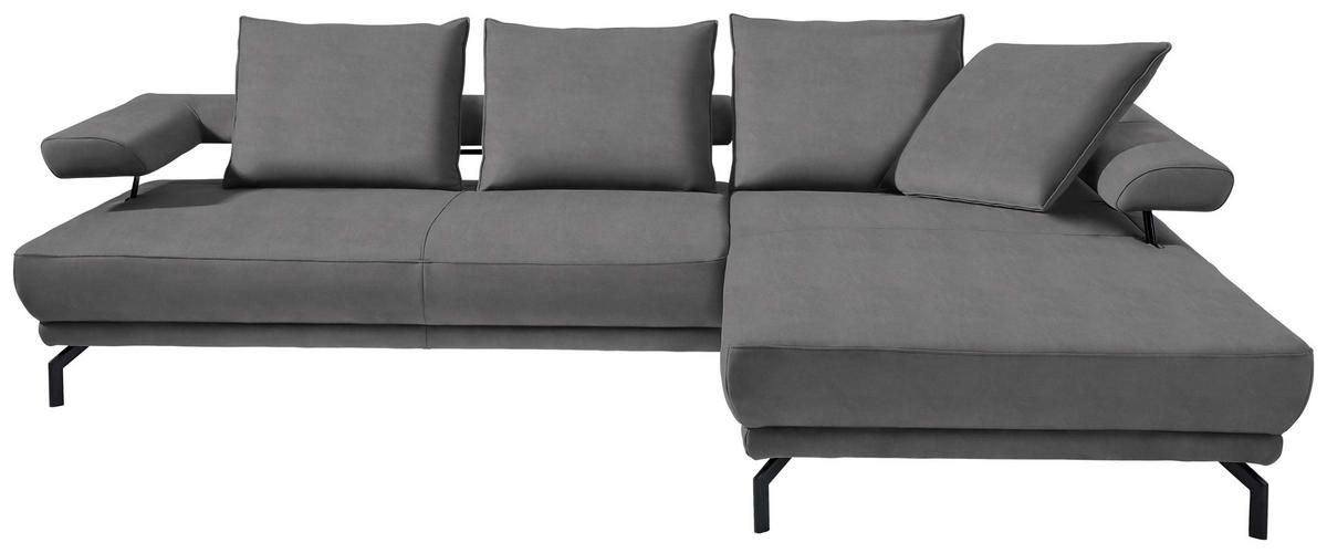 ECKSOFA in Mikrofaser Grau  - Schwarz/Grau, Design, Textil/Metall (305/224cm) - Dieter Knoll