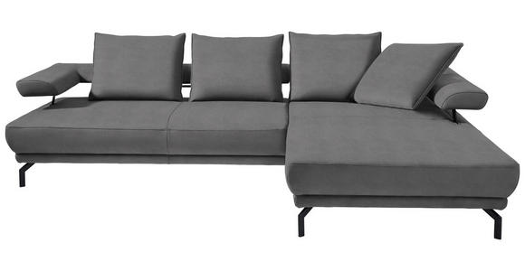 ECKSOFA in Mikrofaser Grau  - Schwarz/Grau, Design, Textil/Metall (305/224cm) - Dieter Knoll