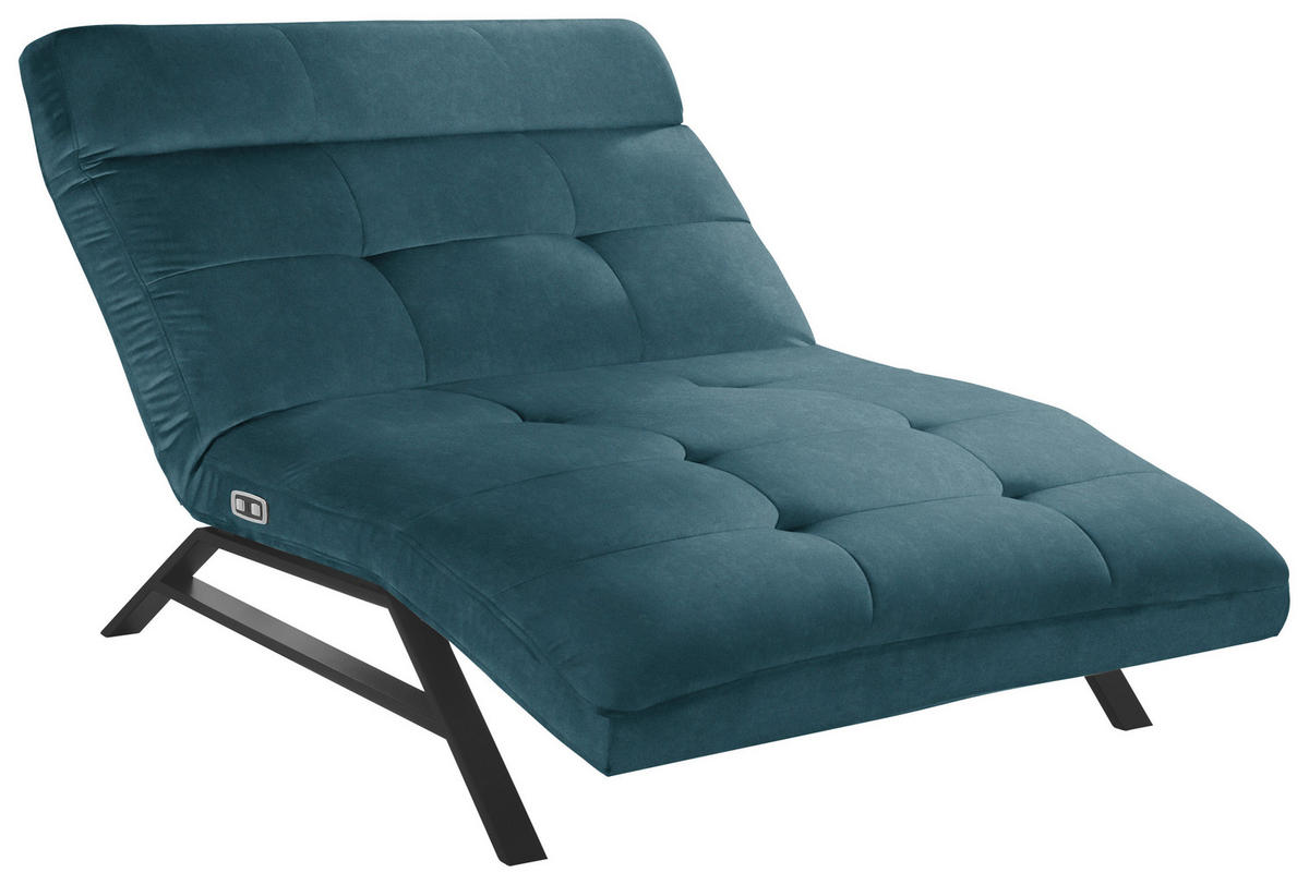 RELAXLIEGE in Mikrofaser Petrol  - Petrol/Schwarz, Design, Textil/Metall (120/54-113/158-198cm) - Pure Home Lifestyle