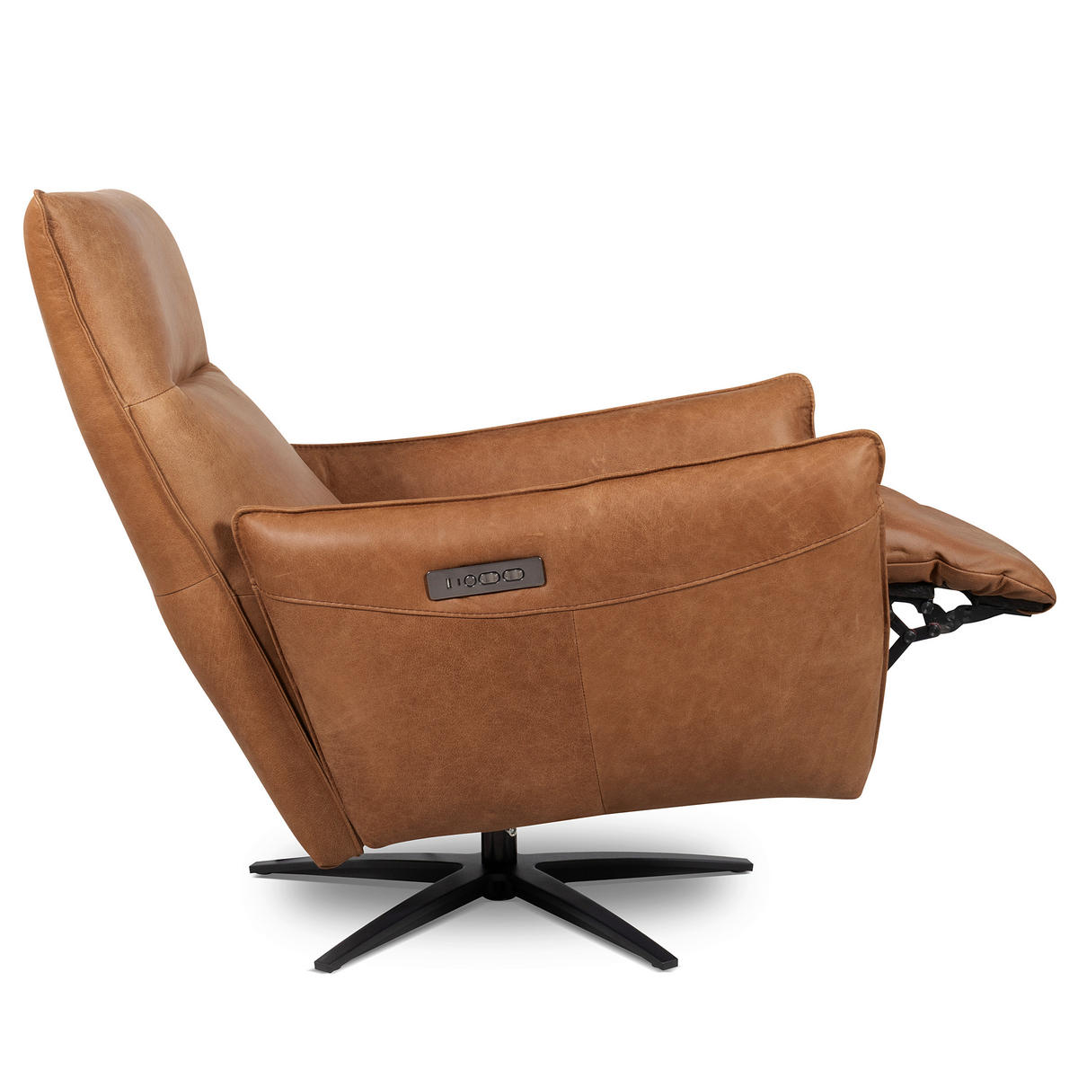 RELAXSESSEL Leder Cognac  - Cognac/Schwarz, Design, Leder/Metall (77/107/88cm) - Livetastic
