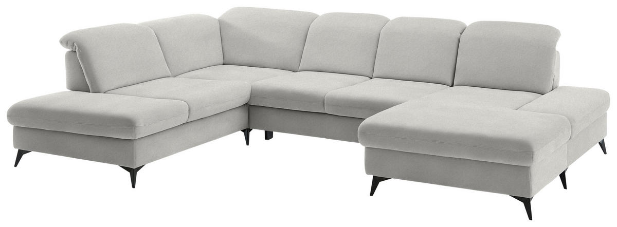 WOHNLANDSCHAFT Chenille Cappuccino  - Schwarz/Cappuccino, Design, Textil/Metall (255/364/198cm) - Beldomo Style