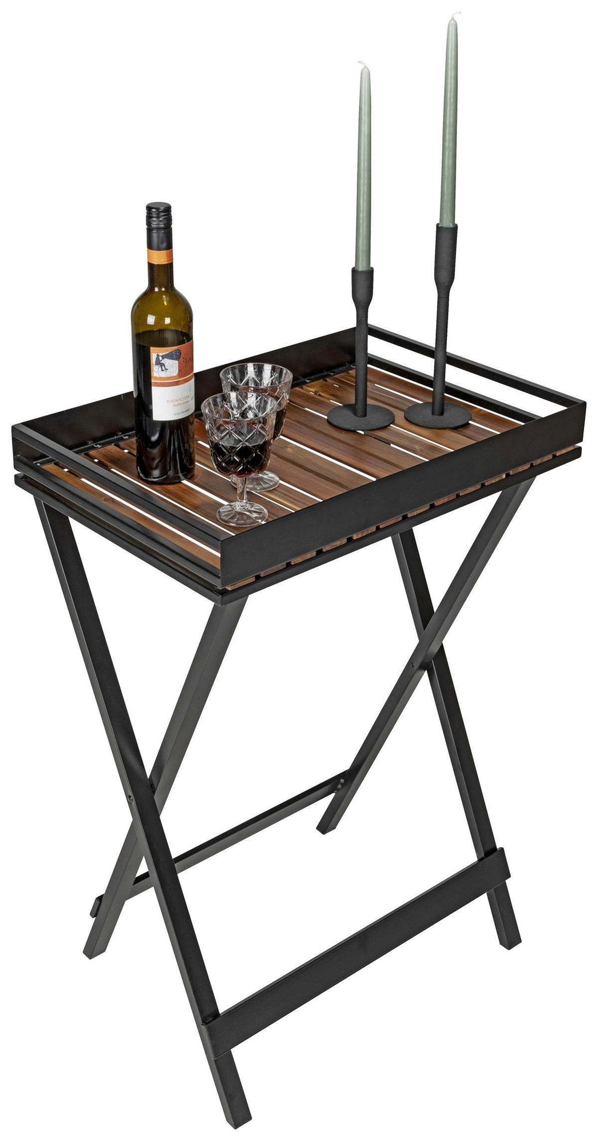 KLAPPTISCH Akazie rechteckig Schwarz, Akaziefarben  - Schwarz/Akaziefarben, Basics, Holz/Metall (60/89/42cm) - Wenko