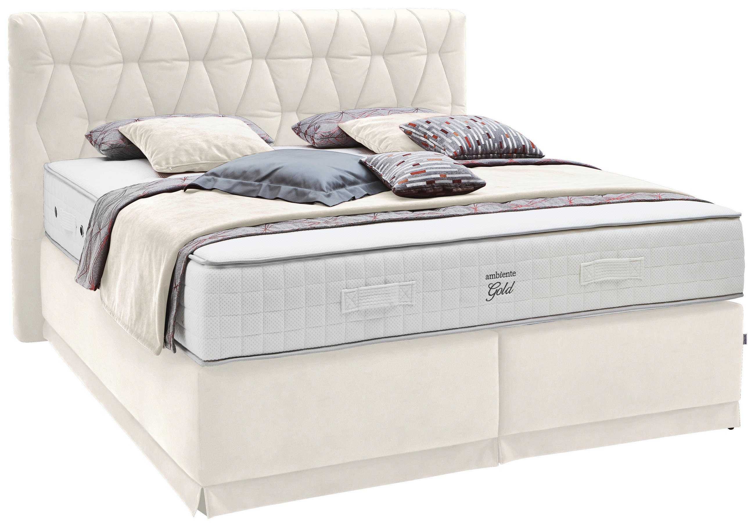 BOXSPRINGBETT 180/200 cm  in Creme  - Creme, KONVENTIONELL, Textil (180/200cm) - Ambiente