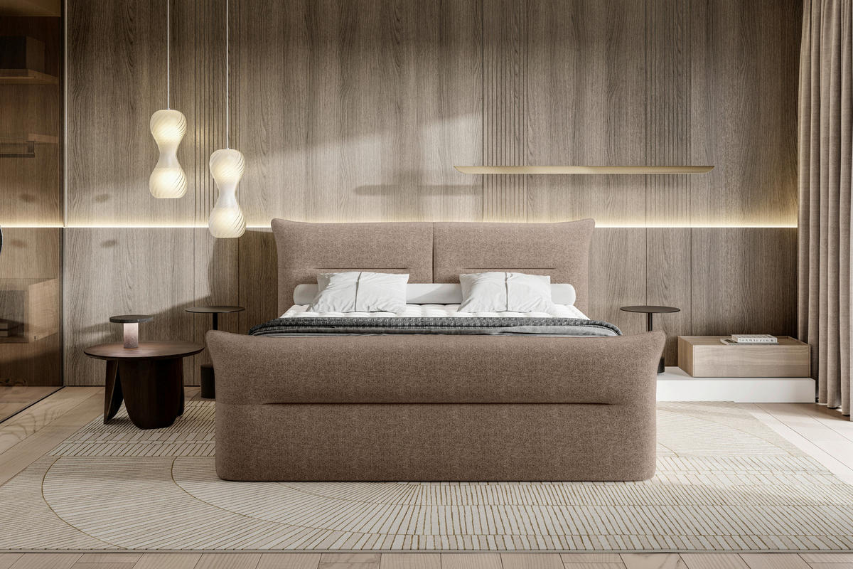 BOXSPRINGBETT 180/200 cm  in Braun  - Schwarz/Braun, Design, Kunststoff/Textil (180/200cm) - Chameo