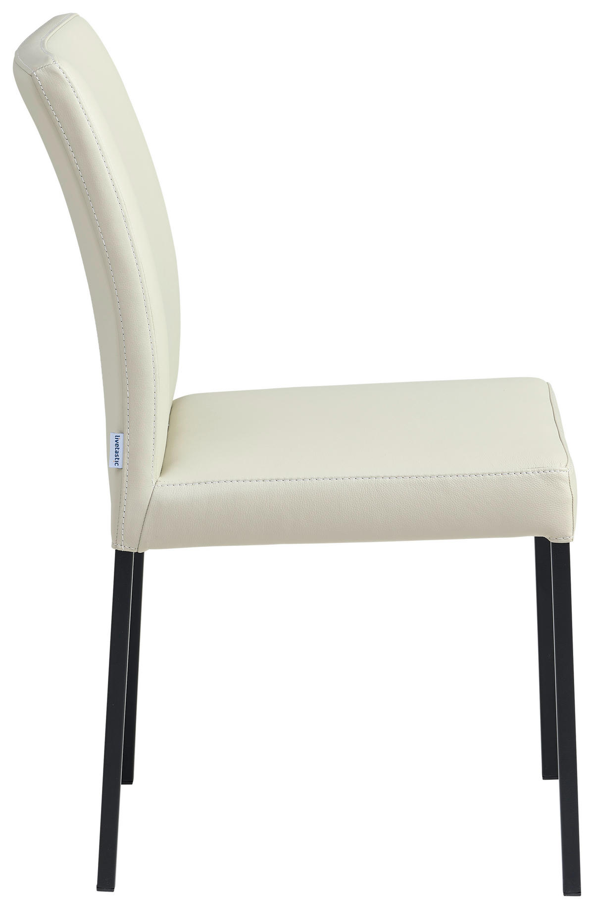 STUHL Echtleder Beige  - Beige/Schwarz, MODERN, Leder/Metall (45,5/86/57,5cm) - Livetastic