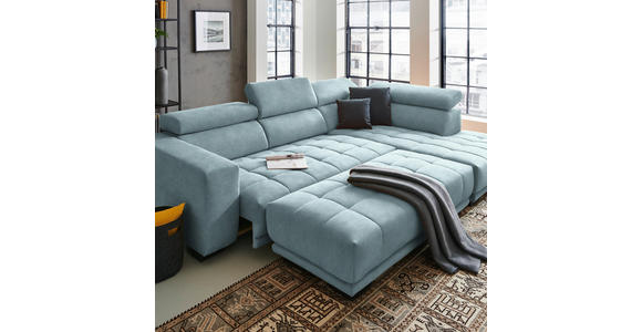 ECKSOFA  in Mikrofaser Hellblau  301/207 cm  - Schwarz/Hellblau, Design, Textil/Metall (301/207cm) - Xora
