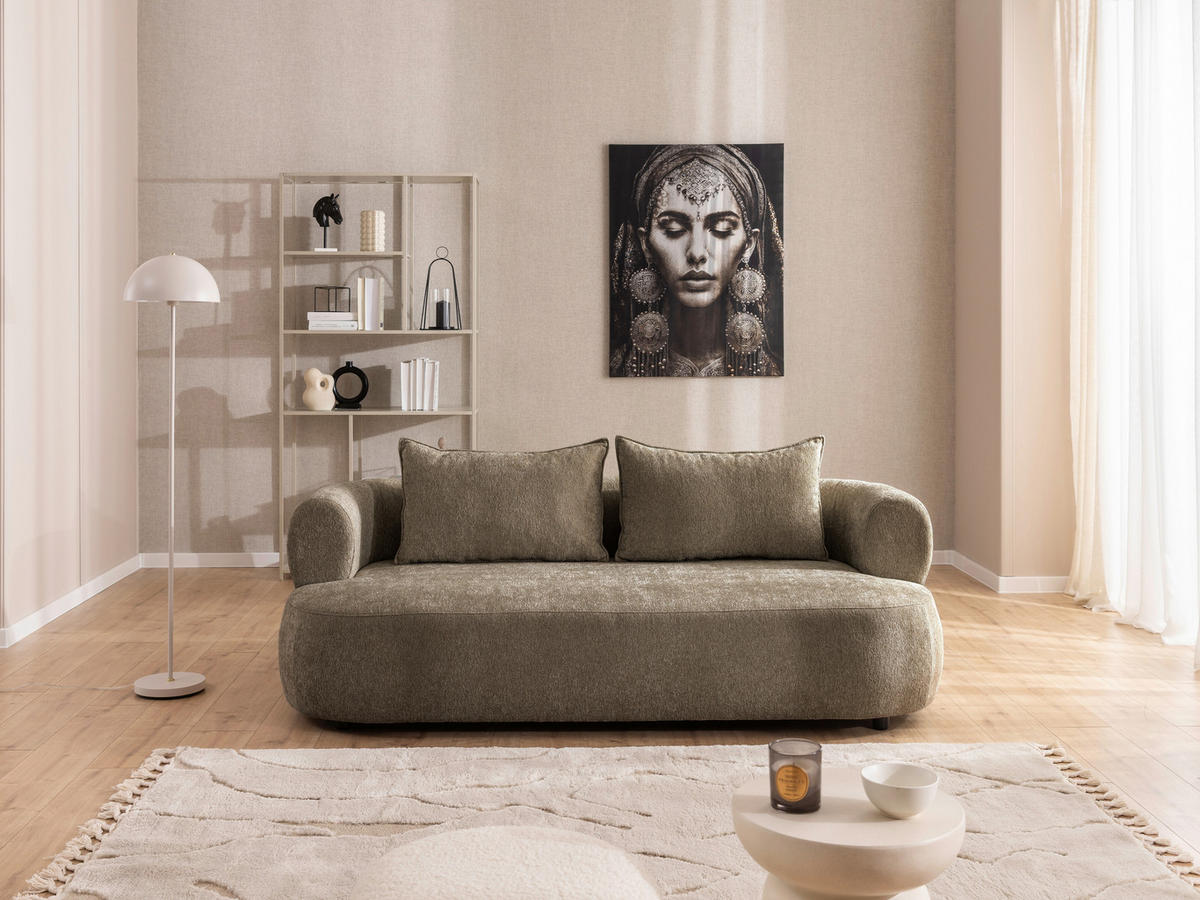 3-SITZER-SOFA Chenille Braun  - Schwarz/Braun, Design, Kunststoff/Textil (200/76/96cm) - Livetastic