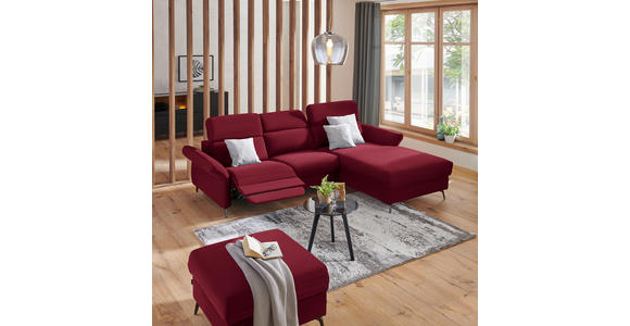 ECKSOFA Bordeaux Echtleder  - Bordeaux/Schwarz, Natur, Leder/Metall (285/199cm) - Valnatura