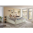 BOXSPRINGBETT 180/200 cm,  in Creme, Matratze, Topper, H3 + H4 = fest + sehr fest  - Creme/Schwarz, LIFESTYLE, Kunststoff/Textil (180/200cm) - Esposa