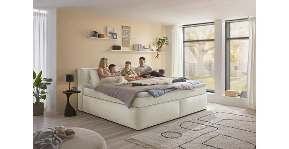 BOXSPRINGBETT 180/200 cm,  in Creme, Matratze, Topper, H3 + H4 = fest + sehr fest  - Creme/Schwarz, LIFESTYLE, Kunststoff/Textil (180/200cm) - Esposa