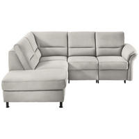 ECKSOFA in Flachgewebe Hellgrau  - Hellgrau/Schwarz, Modern, Textil/Metall (203/227cm) - Beldomo System