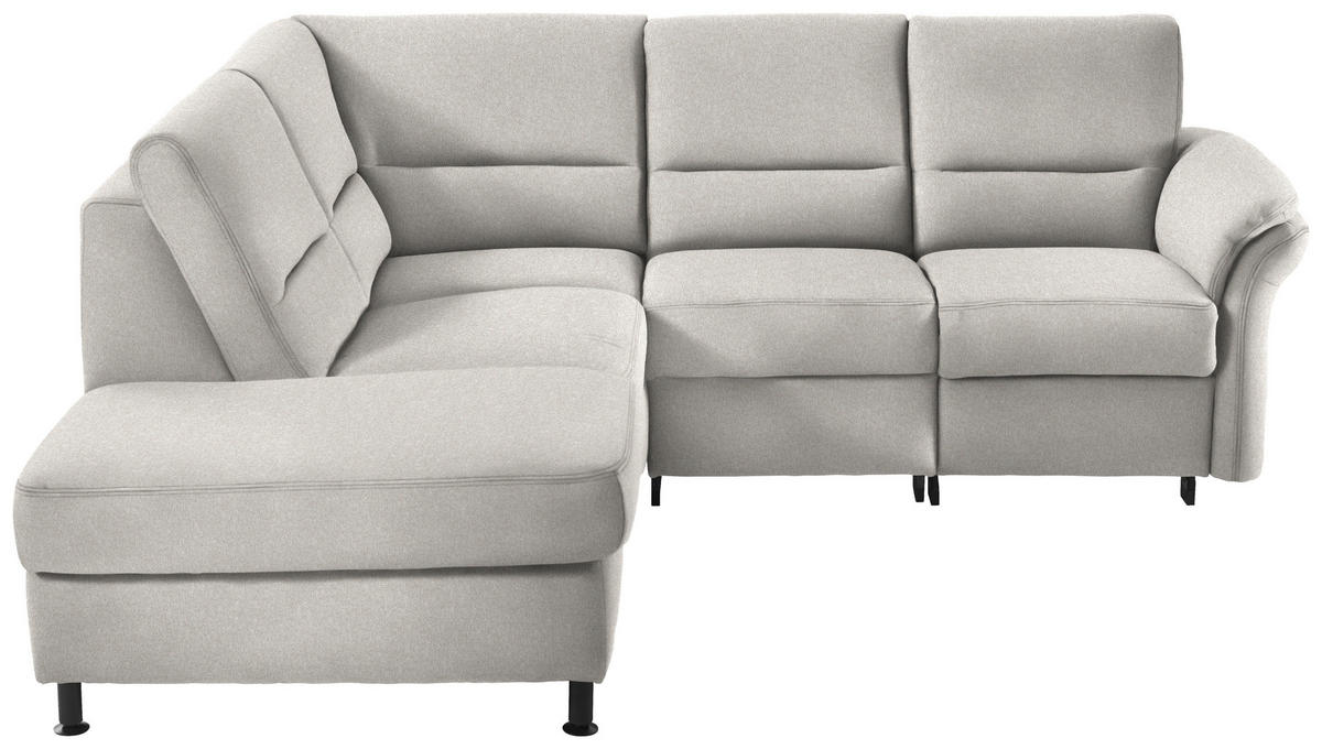 ECKSOFA in Flachgewebe Hellgrau  - Hellgrau/Schwarz, Modern, Textil/Metall (203/227cm) - Beldomo System